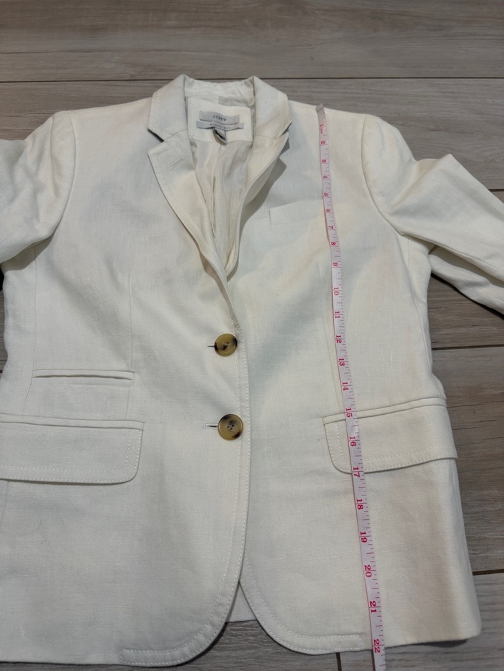 J.Crew Linen Blazer Ivory Cream Tailored Jacket Size 2 Classic Preppy - Picture 13 of 13